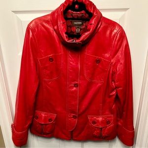 Danier Genuine Lambskin Soft Leather Jacket in vibrant red Size Large